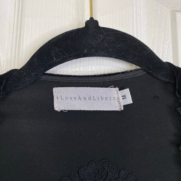 JOHNNY WAS 4LoveandLiberty Velvet Black Cardigan Whimsigoth 90s Witchy Boho Med - Picture 3 of 7